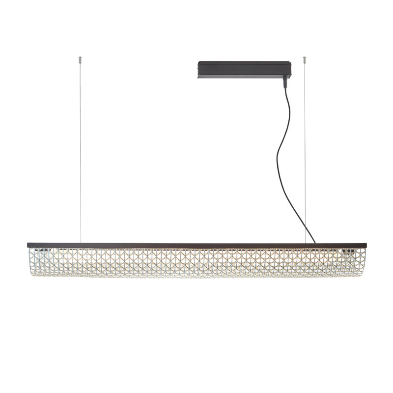 Nans Balis - Luminaire suspendu linéaire d'extérieur à DEL S / 140 à intensité variable Triac - Cadre brun graphite, Beige