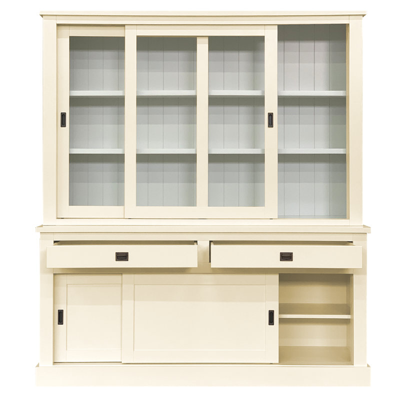 Antione 200 cm W Display Cabinet China Cabinet, Cream