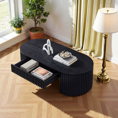Table basse ovale en MDF avec tiroir