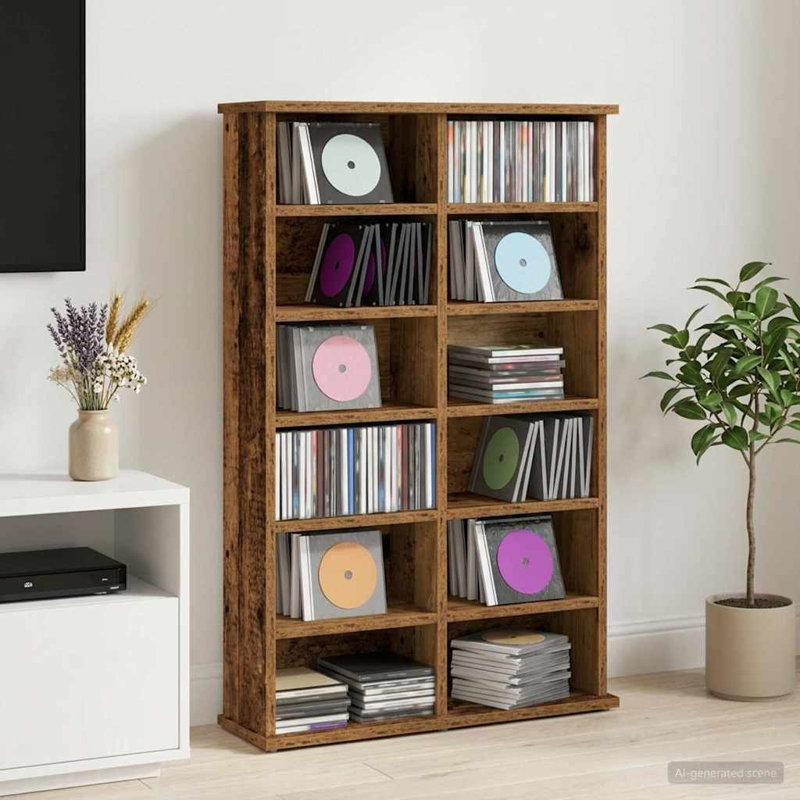 92 cm H Media Shelves, Old Wood