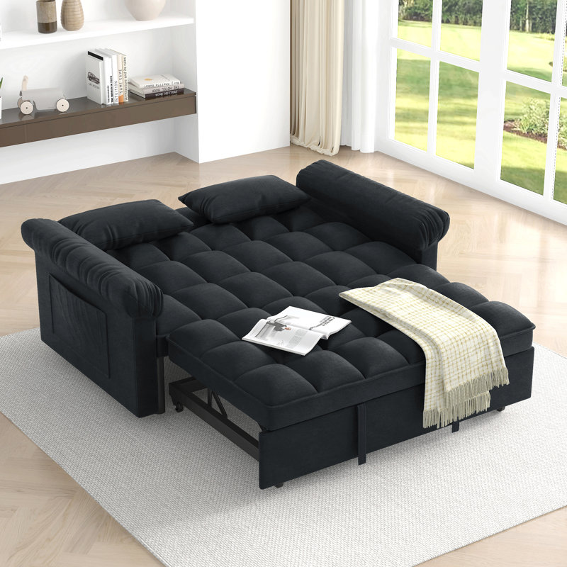 Canapé-lit avec causeuse Loveseats, dossier réglable - noir