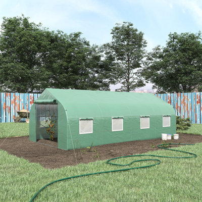 Serre 20 'x 10' 7 'avec acier robuste, fenêtres à 8 mailles, porte à fermeture à glissière pour plantes, acier, porte, pépinière