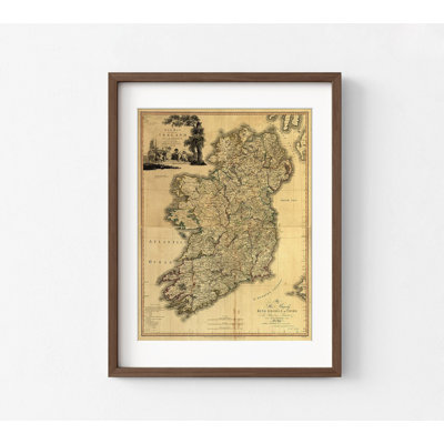Lakki Memoir Map of Ireland 1797, Old Irish Bar Wall Decor, art mural restaurant irlandais, affiche du vieux Continent européen, art mural rustique irlandais