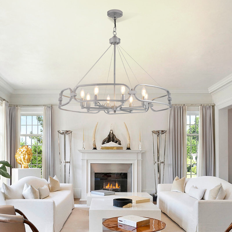 8 - Light Dimmable Classic / Traditional Chandelier, Silver
