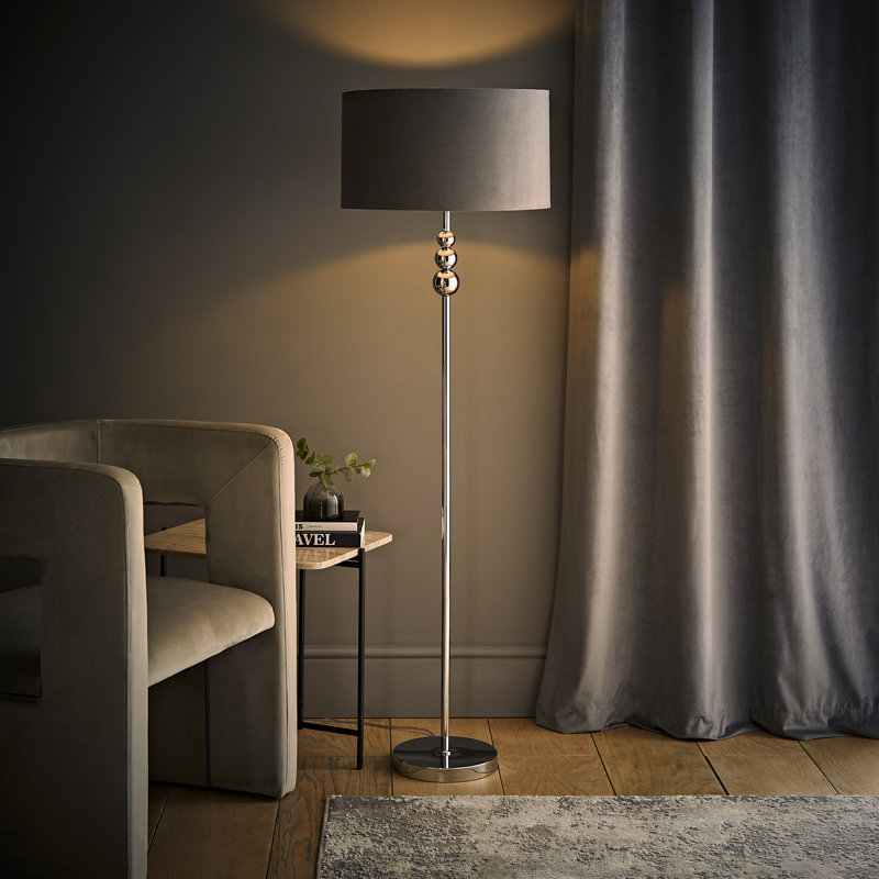 Randalia 145cm Traditional Floor Lamp, Chrome, Gray