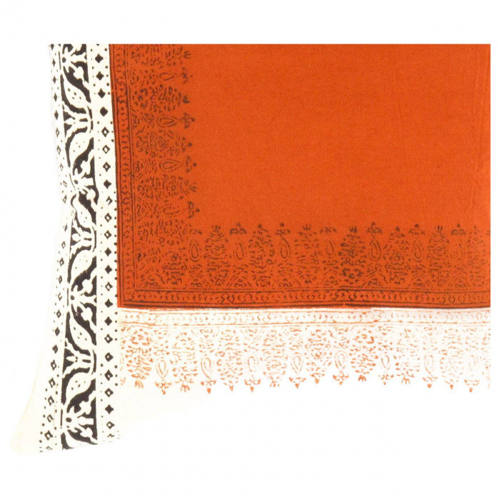 Square Pillow Cover & Insert, Orange/White/Black
