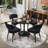 Tulip Dining Set, Marble Pattern Table With 2/4 Modern Boucle Chairs For Dining Room, Kitchen-1039993604-1039993606-1039993601
