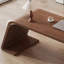 Bureau en bois manufacturé rectangulaire brun noisette + beige + acier au carbone avec 3 tiroirs-871915677-871915679