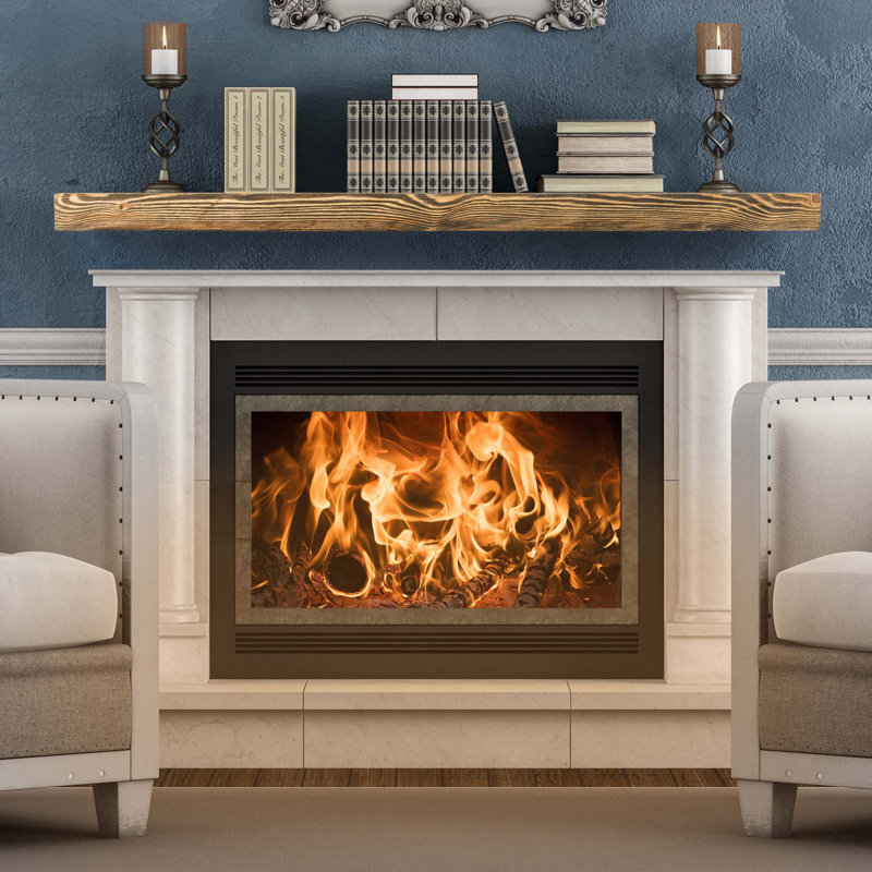 Cleamon Hand Carved Wood Mantel, Dark Oak, 66"