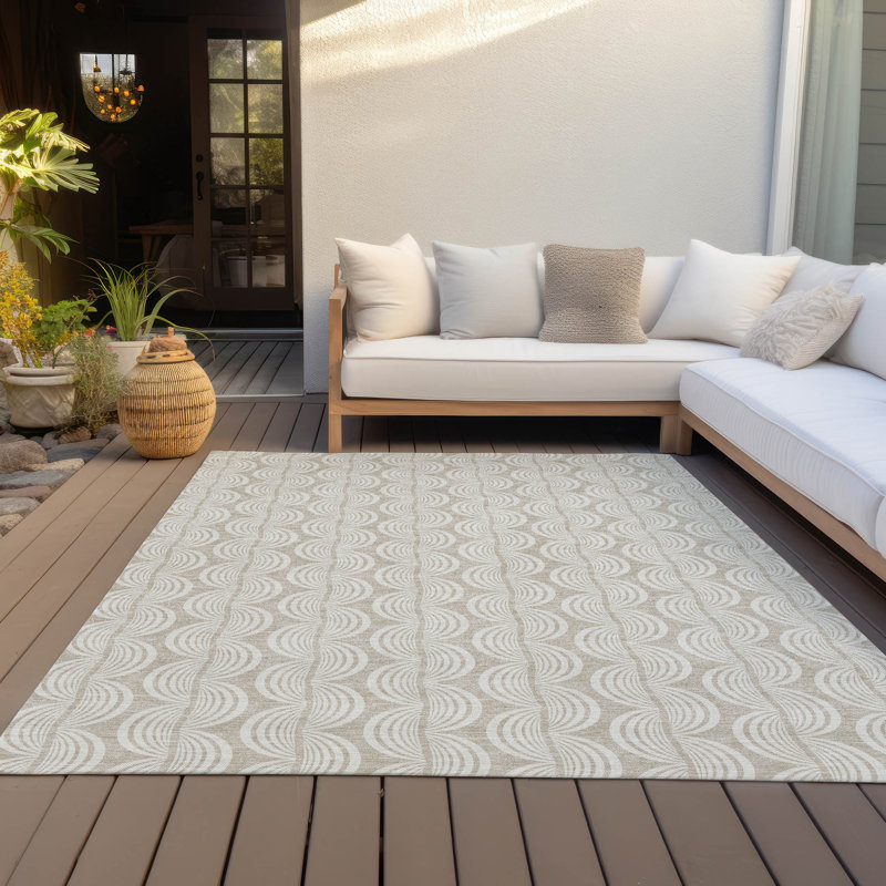 Beige Flat Woven Rectangular Synthetic Washable Rug 46" x 30"