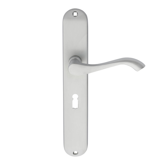 Andros Lock Door Handle, Satin Chrome