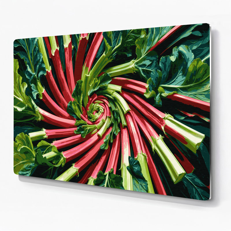 Légumes, art mural brun en métal à la rhubarbe, H 8 po x l 10 po