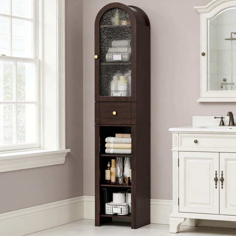 70" Tall Narrow Storage Cabinet For Bathroom, Living Room, Kitchen, Espresso
