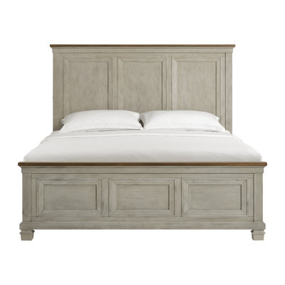 One Allium Way® Aislynne King Panel Bed In Medium Brown And Washed Stone