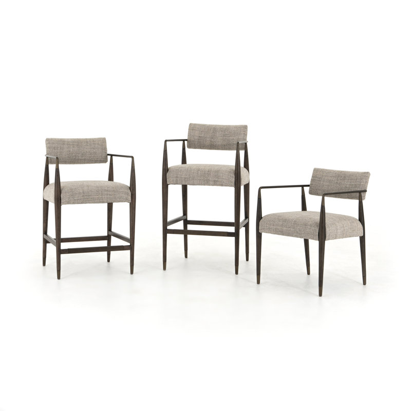 Waldon Stool, Thames Coal/Polyester Blend, Counter Stool (27.68" Seat Height), Sierra Brown/Aged Bronze