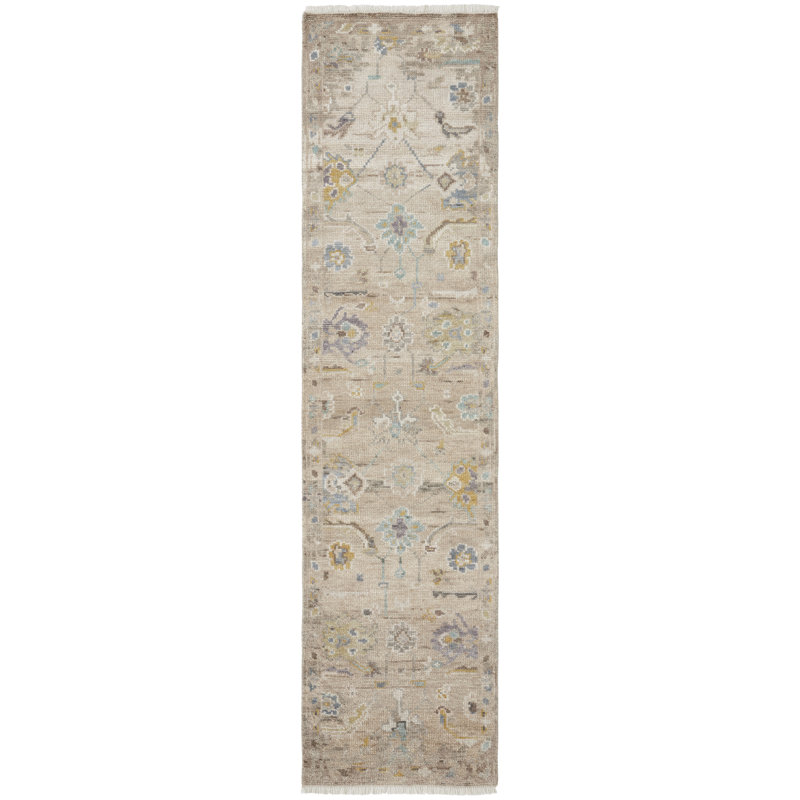 Tapis oriental en laine / viscose noué à la main Francess, Tapis de couloir 2 pi 6 po x 10 pi