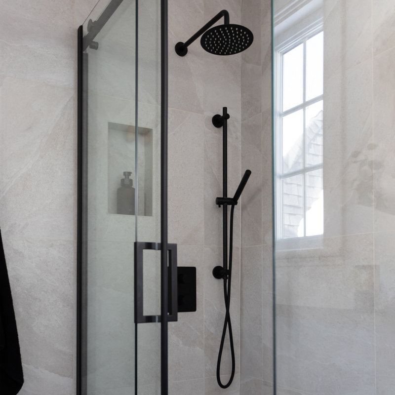 Ensemble de robinet de douche à pression équilibrée noir mat, Noir mat