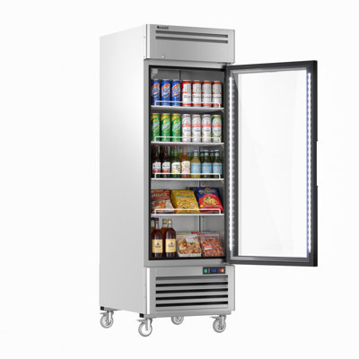 27" 21.8 Cu. Ft. Commercial Display Refrigerator Merchandiser Beverage Cooler - 1 Glass Door, Stainless Steel on Fridge.com
