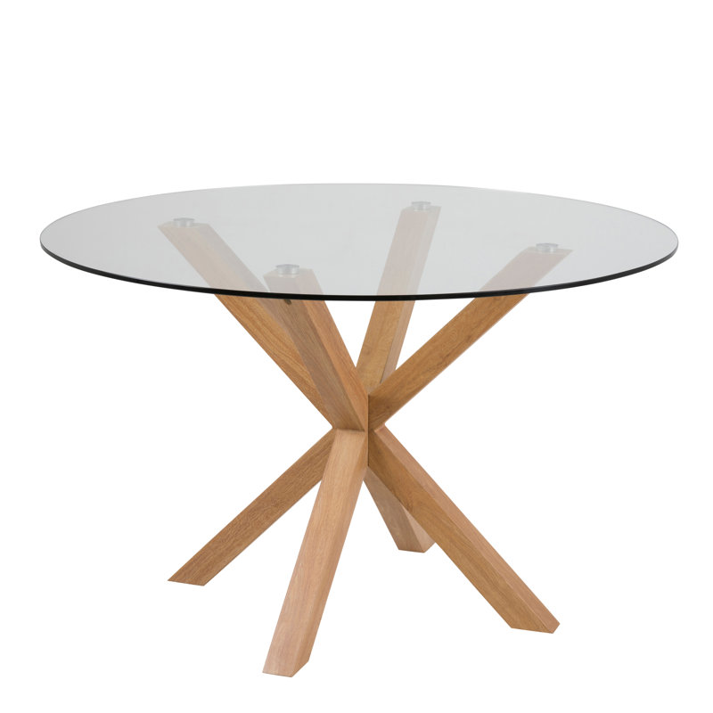 Heaven Round Dining Table with Glass, Brown