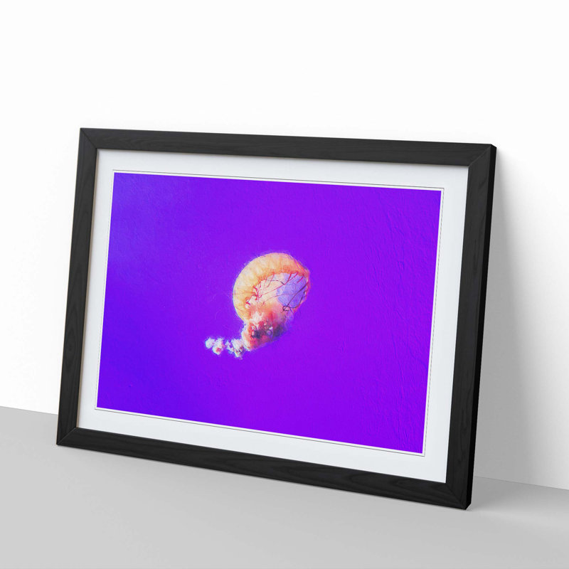 Jellyfish - Picture Frame Graphic Art Print, 48cm H x 65cm W x 2cm D, Black Framed