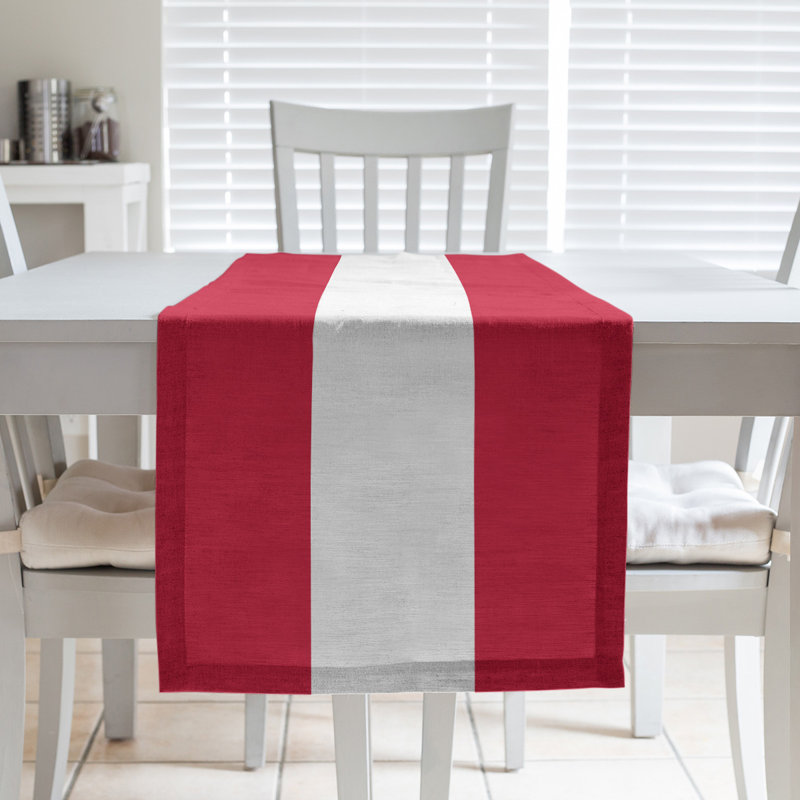 Detroit Table Runner, 72" x 16", Red/White/Red, Polyester
