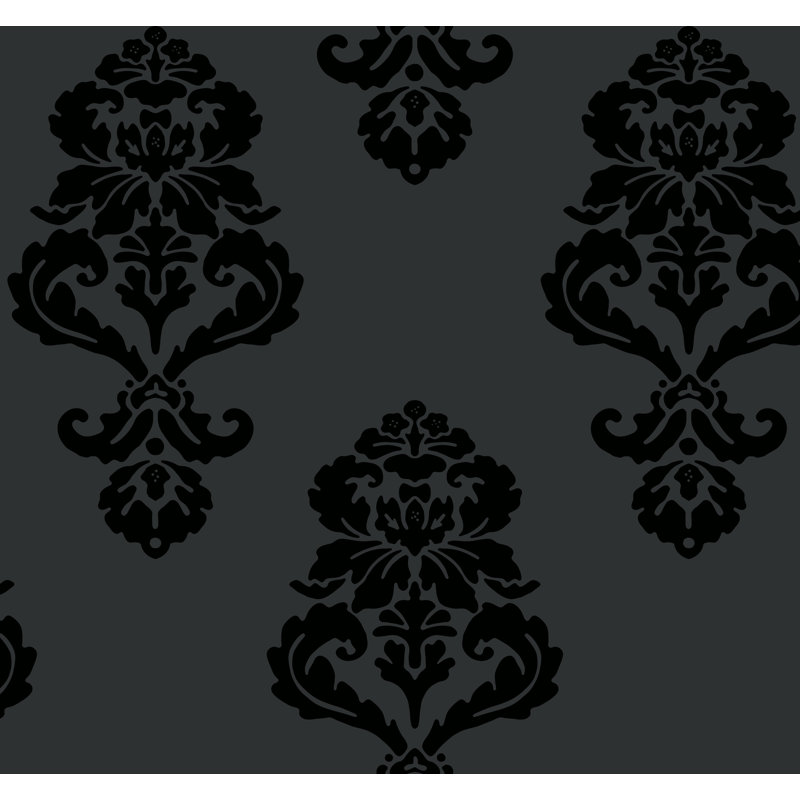  Rouleau de papier peint graphique damassé L 33 pi x l 27 po, Noir