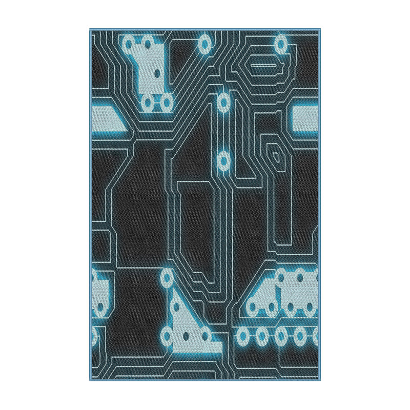 Tapis à motifs bleu marine / noir, Rectangulaire 2 pi x 4 pi
