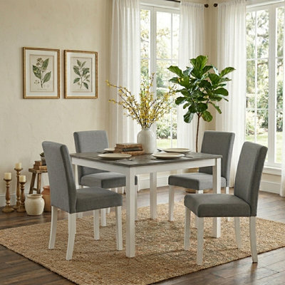 5-Piece Wooden Dining Set with 4 Upholstered Chairs, Seats 4 for Kitchen & Dining Room