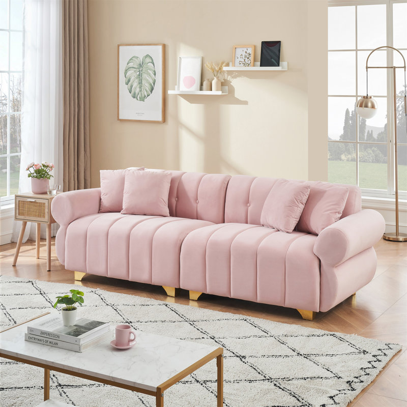 Upholstered Sofa, Pink