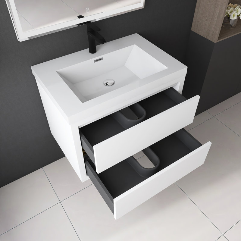 Meuble-lavabo mural 30 po avec lavabo, Blanc