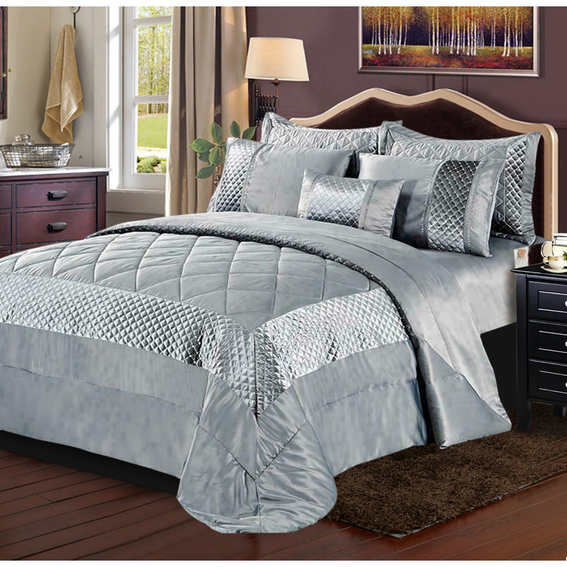 Gabel Geometric Shapes Bedspread with Pillowcases Included, Silver, W255 x L275cm