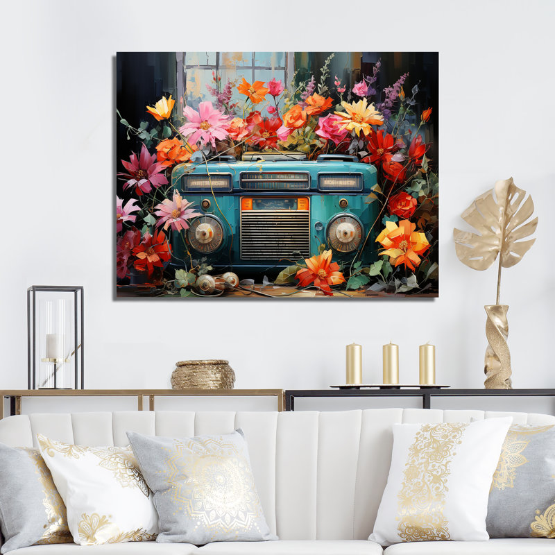 «Retro Radios Popart Melody - Abstract Wall Decor_105843», Toile tendue, H 12 po x l 20 po x P 1 po