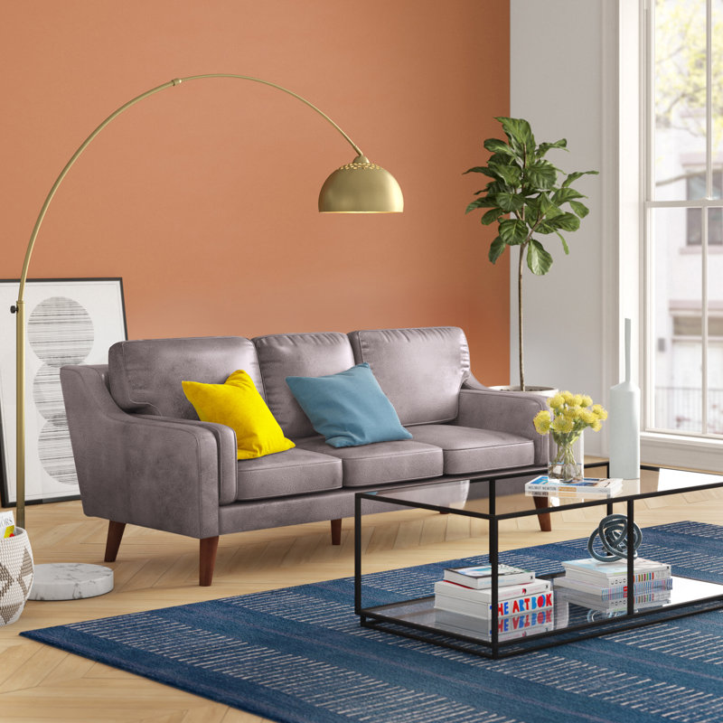 Canapé à accoudoirs carrés 80,7 po Dayshana, Faux cuir gris