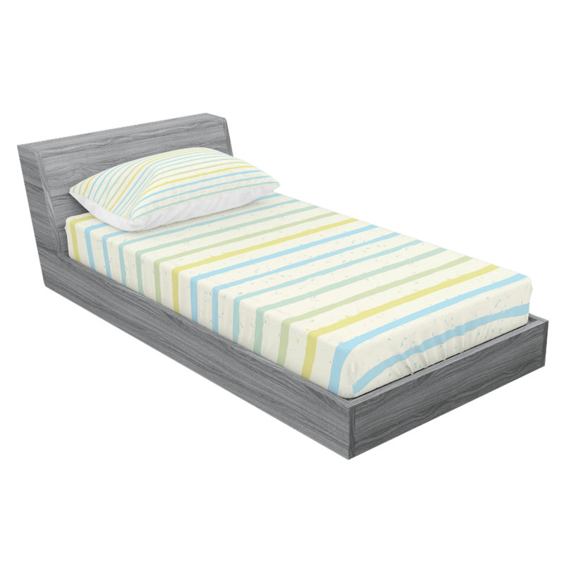 Microfiber Striped Sheet Set, Twin Sheet Set with Fitted Sheet, Yellow/Green/Blue Striped