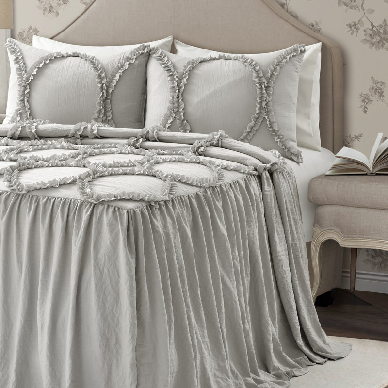 Riviera Microfiber 3 Piece Coverlet / Bedspread Set, Neutral, King Bedspread + 2 King Shams