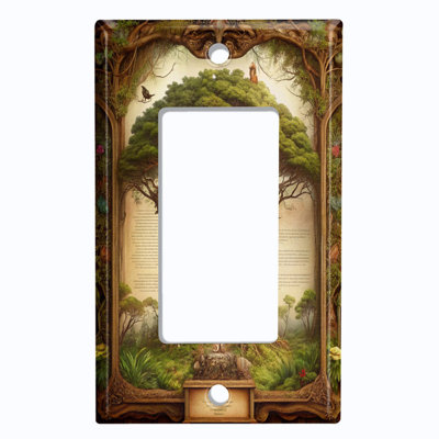 Couvercle de plaque d'interrupteur en métal; Bascule GFI de taille standard 1 US - arbre de conte de fées