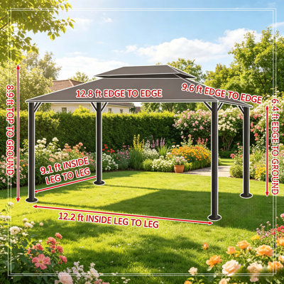 Pavillon de terrasse, pavillon de jardin extérieur, auvent de patio multimode, pour se prélasser dans la cour, manger ou au bord de la piscine