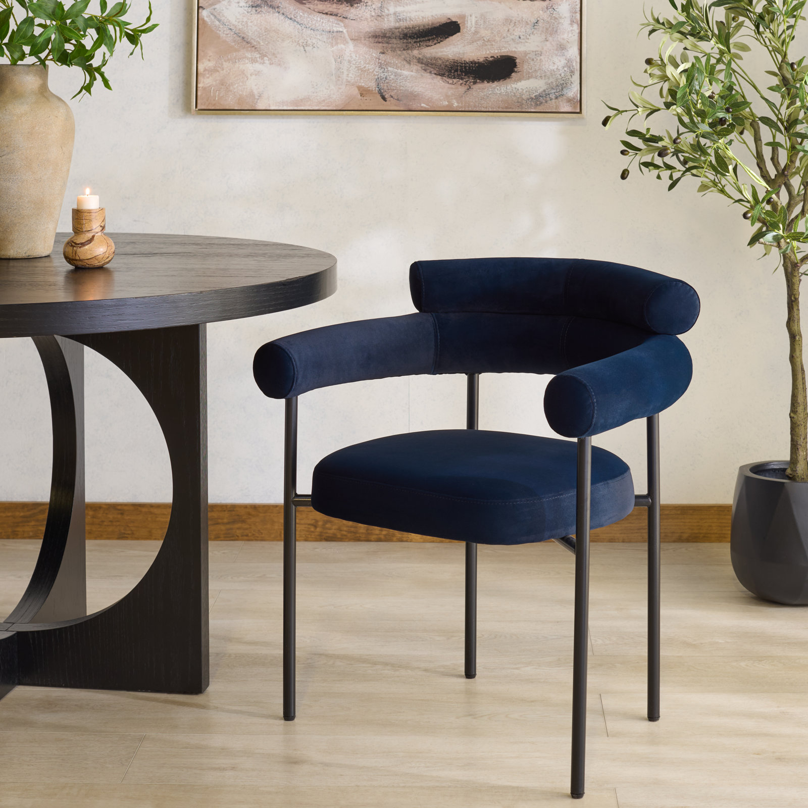 Bellport Side Chair, Navy Velvet