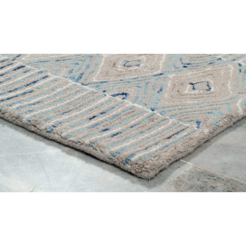 Odyssey Hand-Tufted Cut/Loop Pile Textured Geometric Wool Rug, 5'6" x 8'6"