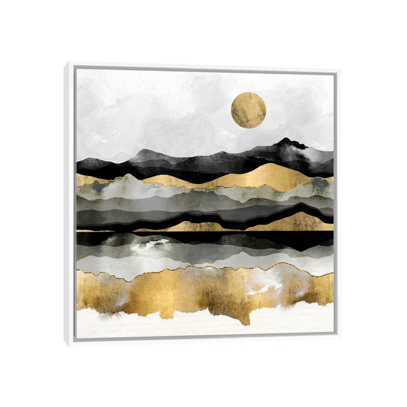 Golden Spring Moon - impression d'art graphique, Aucun mat, H 26 po x l 26 po x P 1,5 po, Toile blanche encadrée