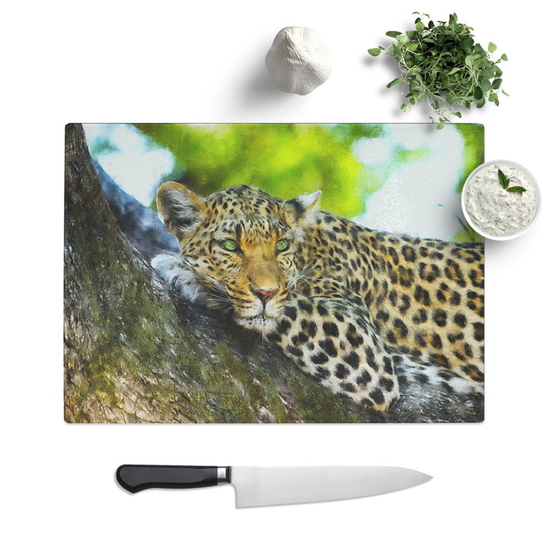 Leopard Vol.2 Painting Chopping Board, 0.4cm H x 28.5cm W x 39cm L