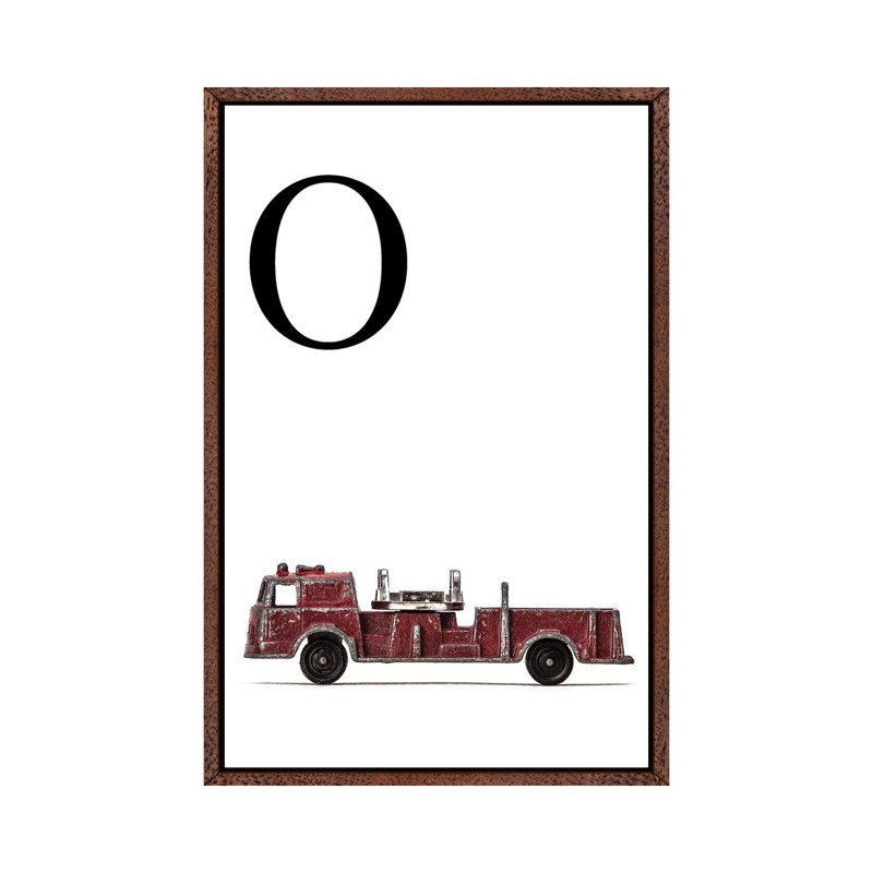 O Fire Engine Letter 1 Piece Wall Art on Canvas, 101.6 cm H x 66.04 cm W, Classic Brown Wood Framed