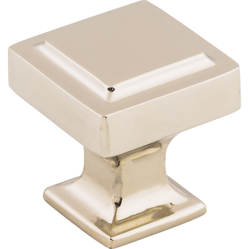 Ascendra 1 1/8" Length Square Knob, 1" Length, Polished Nickel
