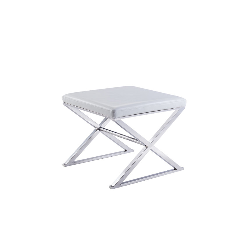 Banc en simili cuir Luxe, Blanc / chrome