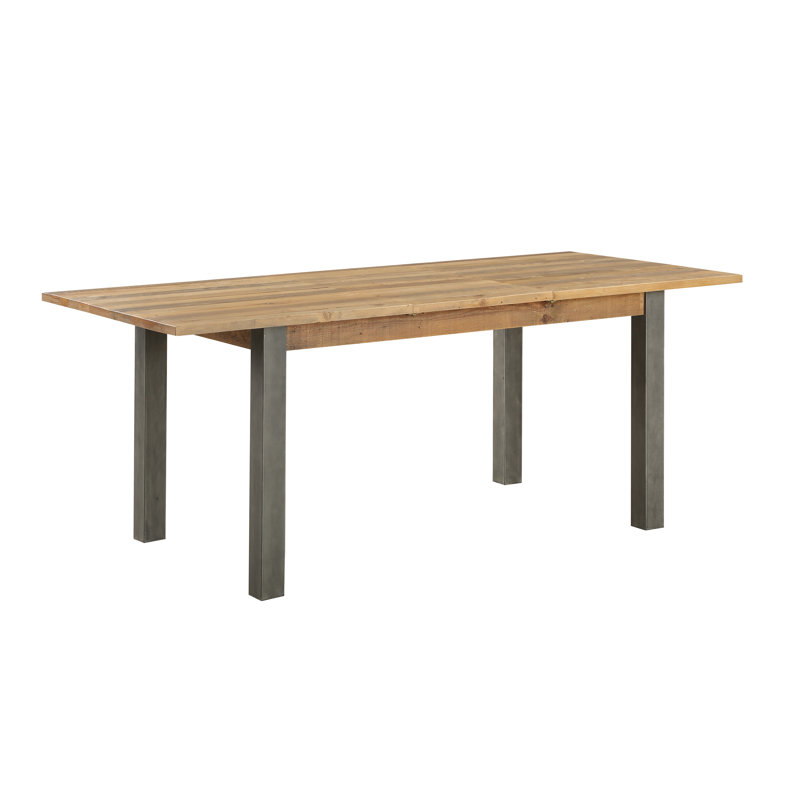 Calvo Extendable Solid Wood Top Metal Base Dining Table