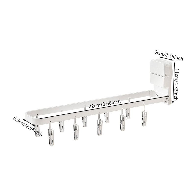 Cintre portatif à ventouse avec 10 pinces et support mural pliable
