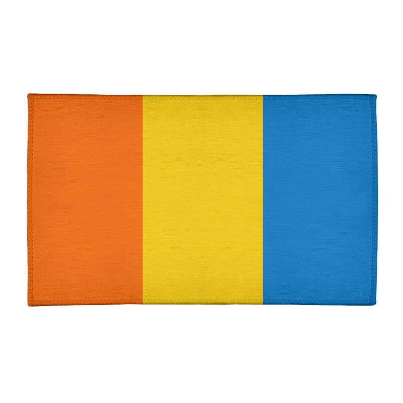 Tapis orange/jaune/bleu tissé à plat Miami, Rectangle 2 pi x 3 pi