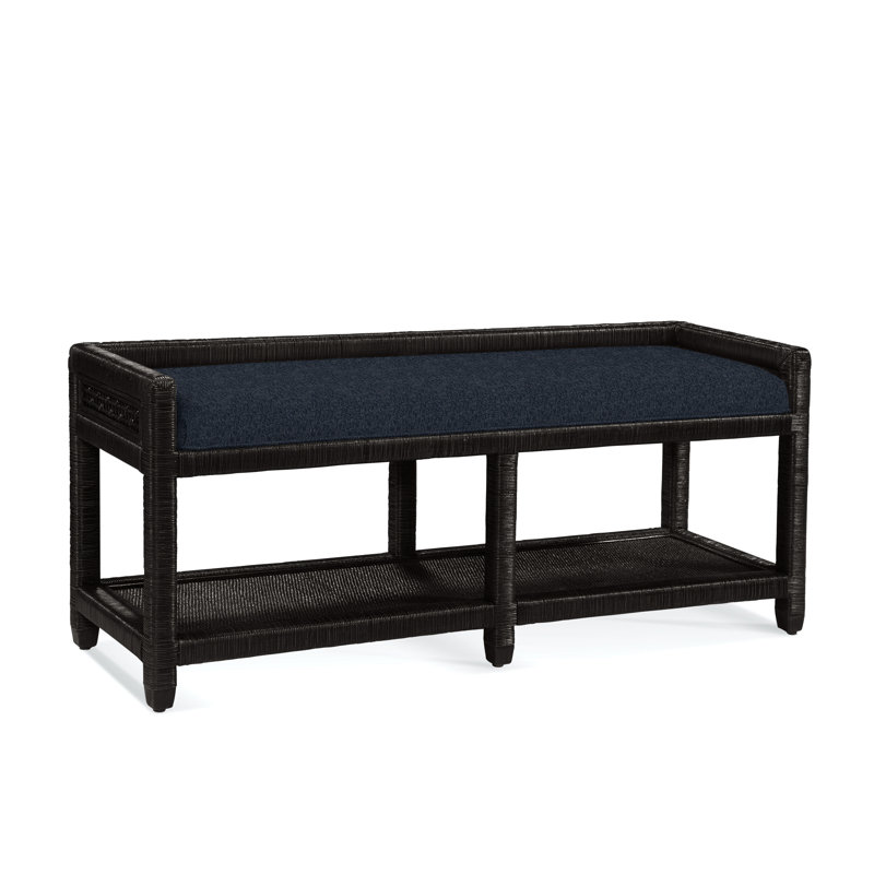 Pine Isle Upholstered Dining Bench, Navy Crypton Performance; 0822-61, Antique Black