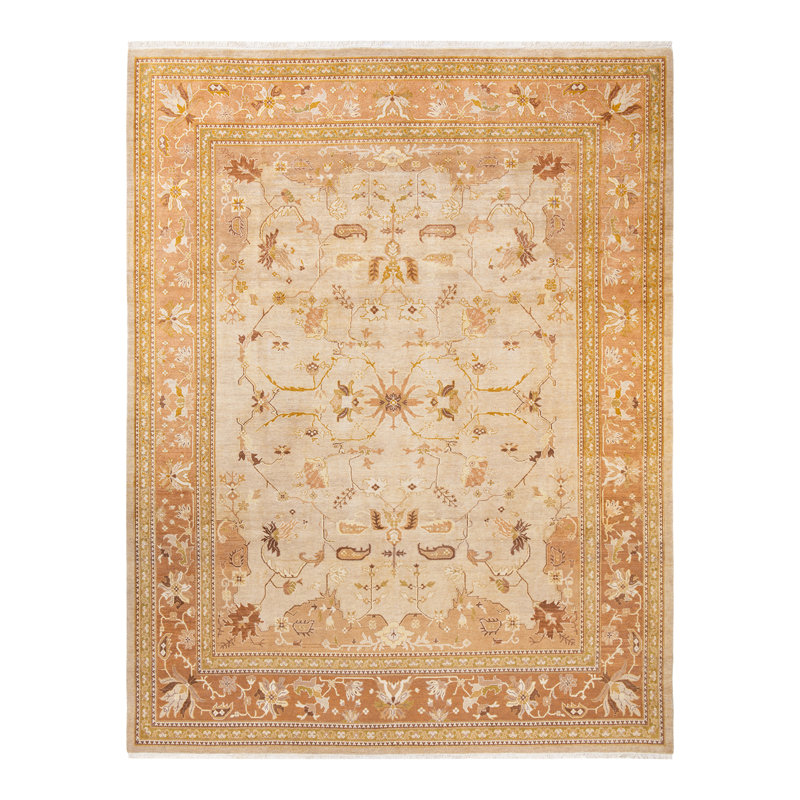 Tapis unique en laine noué à la main 9 pi 1 po x 11 pi 10 po nouvel âge Trendan