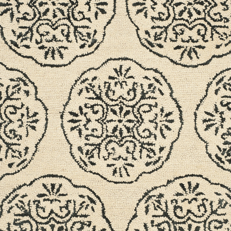 Ivory Charcoal Hand-Tufted Wool & Viscose 4' x 6' Area Rug